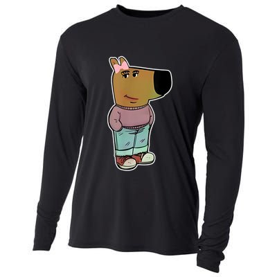Chill Girl Meme Funny Chill Guy Meme Cooling Performance Long Sleeve Crew