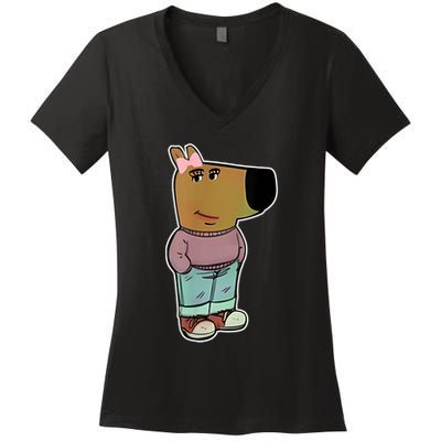 Chill Girl Meme Funny Chill Guy Meme Women's V-Neck T-Shirt