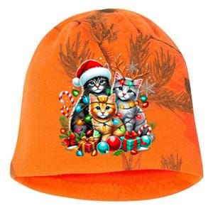 Cute Gifft Merry Christmas Baby Cats Presents Snowflake Santa Claus Kati - Camo Knit Beanie