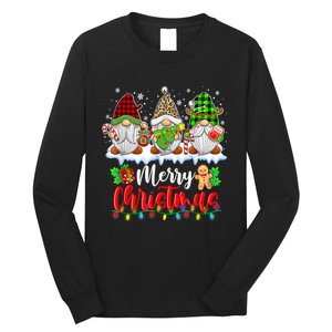 Cute Gnomes Merry Christmas Light Family Gnome Xmas Matching Long Sleeve Shirt