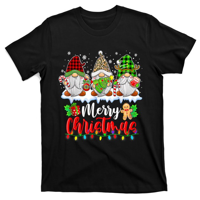 Cute Gnomes Merry Christmas Light Family Gnome Xmas Matching T-Shirt