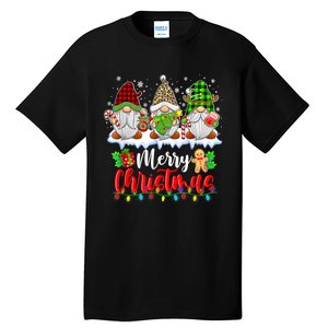 Cute Gnomes Merry Christmas Light Family Gnome Xmas Matching Tall T-Shirt