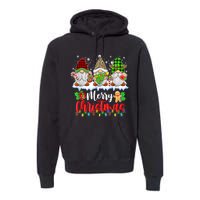 Cute Gnomes Merry Christmas Light Family Gnome Xmas Matching Premium Hoodie