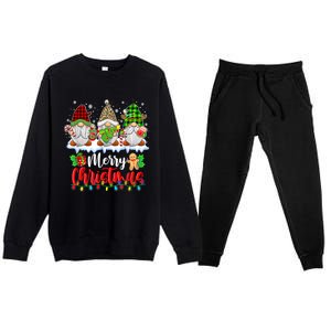 Cute Gnomes Merry Christmas Light Family Gnome Xmas Matching Premium Crewneck Sweatsuit Set