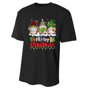 Cute Gnomes Merry Christmas Light Family Gnome Xmas Matching Performance Sprint T-Shirt