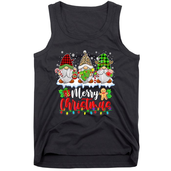 Cute Gnomes Merry Christmas Light Family Gnome Xmas Matching Tank Top