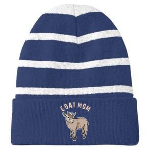 Cute Goat Mom Illustration Lovers Gifts Owner Farmer Gift Striped Beanie with Solid Band