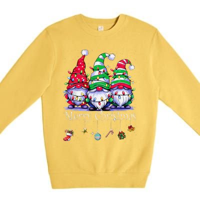 Cute Gnomes Merry Christmas Light Family Gnome Xmas Matching Premium Crewneck Sweatshirt