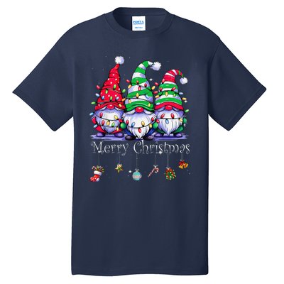 Cute Gnomes Merry Christmas Light Family Gnome Xmas Matching Tall T-Shirt