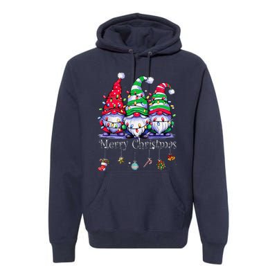 Cute Gnomes Merry Christmas Light Family Gnome Xmas Matching Premium Hoodie