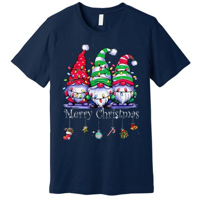 Cute Gnomes Merry Christmas Light Family Gnome Xmas Matching Premium T-Shirt