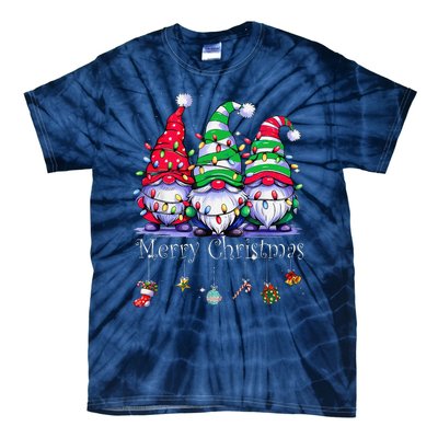 Cute Gnomes Merry Christmas Light Family Gnome Xmas Matching Tie-Dye T-Shirt