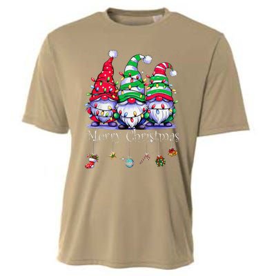 Cute Gnomes Merry Christmas Light Family Gnome Xmas Matching Cooling Performance Crew T-Shirt