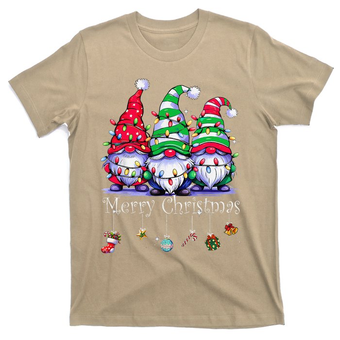 Cute Gnomes Merry Christmas Light Family Gnome Xmas Matching T-Shirt