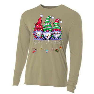 Cute Gnomes Merry Christmas Light Family Gnome Xmas Matching Cooling Performance Long Sleeve Crew