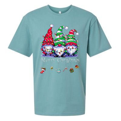 Cute Gnomes Merry Christmas Light Family Gnome Xmas Matching Sueded Cloud Jersey T-Shirt