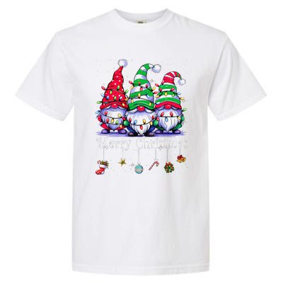 Cute Gnomes Merry Christmas Light Family Gnome Xmas Matching Garment-Dyed Heavyweight T-Shirt