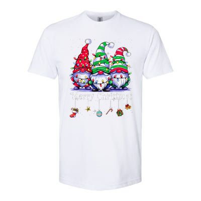 Cute Gnomes Merry Christmas Light Family Gnome Xmas Matching Softstyle CVC T-Shirt