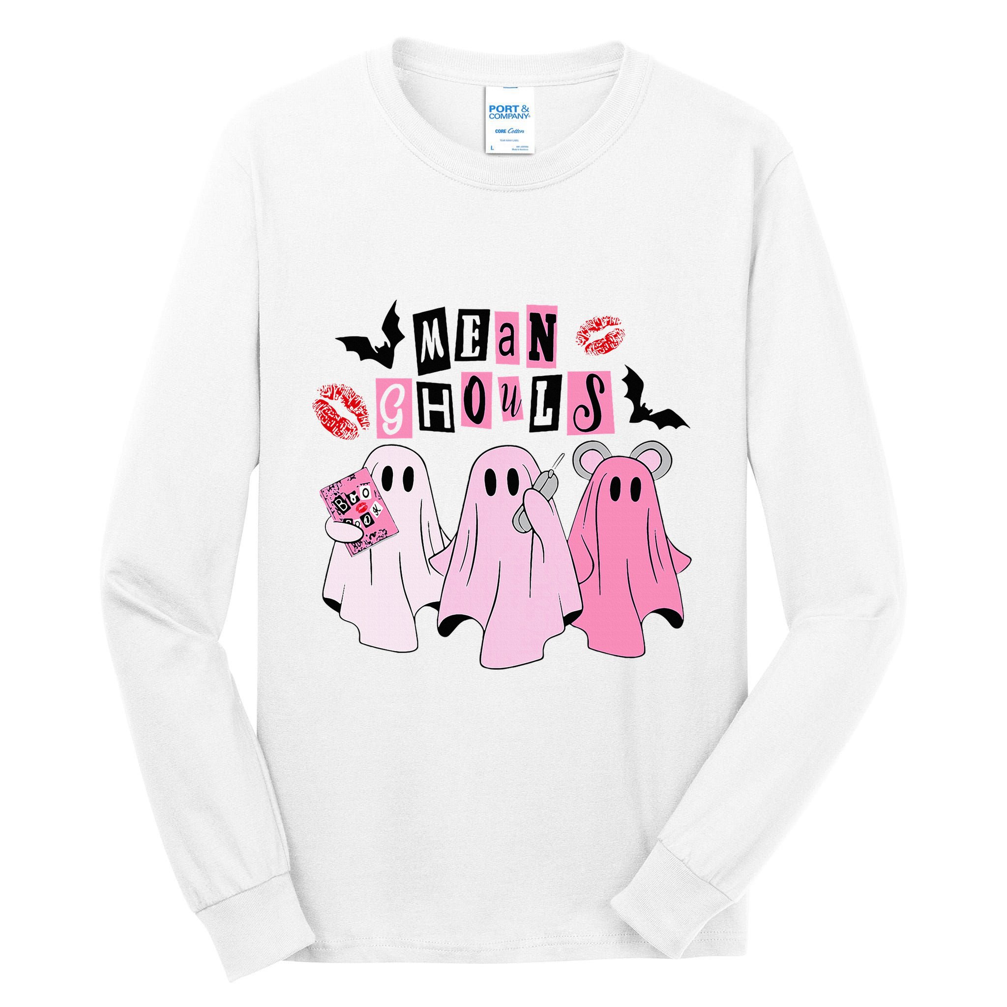 Cute Ghost Mean Ghouls Funny Halloween Costume Spooky Season Tall Long Sleeve T-Shirt