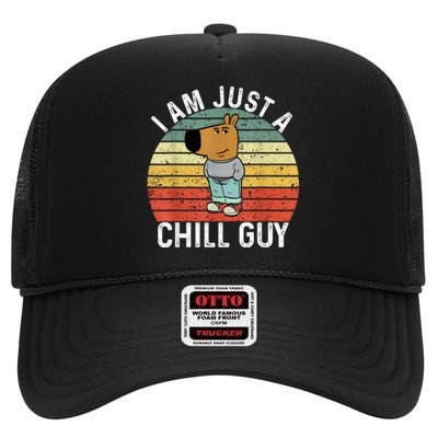 Chill Guy Meme Dog Cool Internet Statement High Crown Mesh Back Trucker Hat