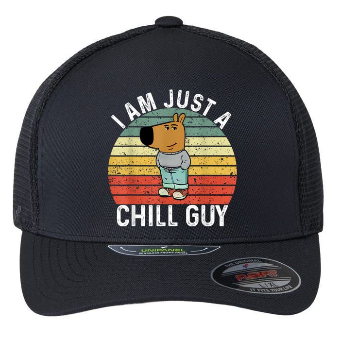 Chill Guy Meme Dog Cool Internet Statement Flexfit Unipanel Trucker Cap