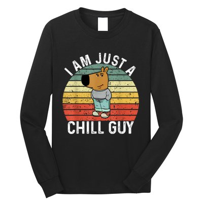 Chill Guy Meme Dog Cool Internet Statement Long Sleeve Shirt