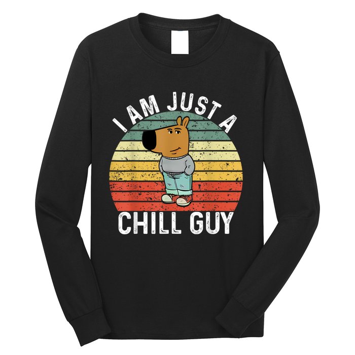 Chill Guy Meme Dog Cool Internet Statement Long Sleeve Shirt