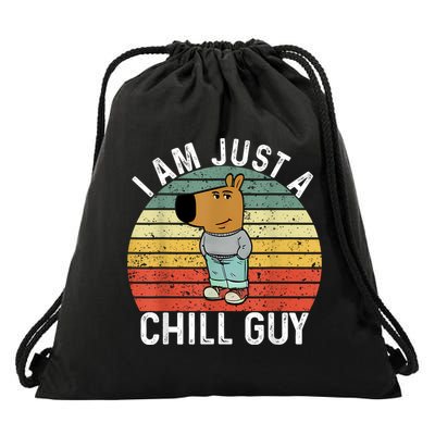 Chill Guy Meme Dog Cool Internet Statement Drawstring Bag