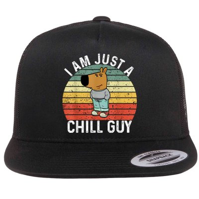 Chill Guy Meme Dog Cool Internet Statement Flat Bill Trucker Hat