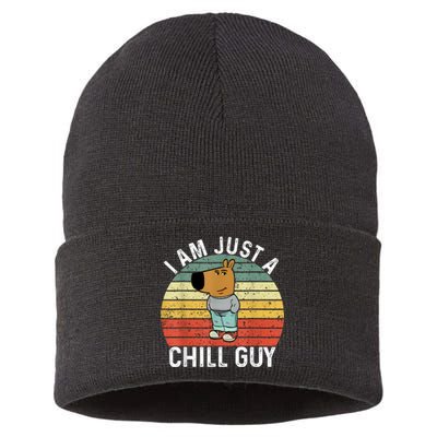 Chill Guy Meme Dog Cool Internet Statement Sustainable Knit Beanie