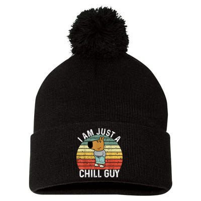 Chill Guy Meme Dog Cool Internet Statement Pom Pom 12in Knit Beanie