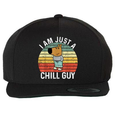 Chill Guy Meme Dog Cool Internet Statement Wool Snapback Cap