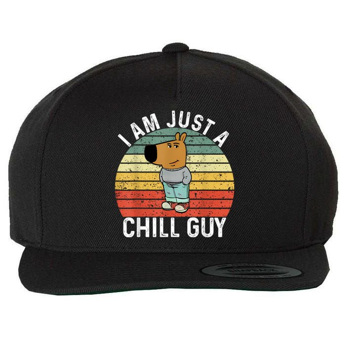 Chill Guy Meme Dog Cool Internet Statement Wool Snapback Cap