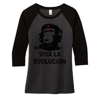 Che Guevara Monkey Revolution Viva la evolucion evolution Women's Tri-Blend 3/4-Sleeve Raglan Shirt