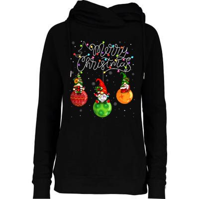 Cute Gnomes Merry Christmas Light Family Gnome  Womens Funnel Neck Pullover Hood