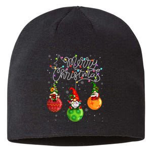 Cute Gnomes Merry Christmas Light Family Gnome  Sustainable Beanie