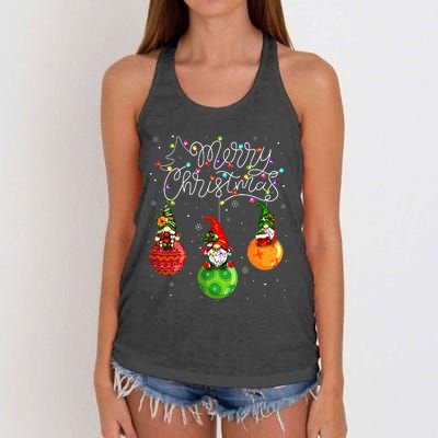 Cute Gnomes Merry Christmas Light Family Gnome  Women's Knotted Racerback Tank