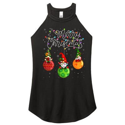 Cute Gnomes Merry Christmas Light Family Gnome  Women’s Perfect Tri Rocker Tank