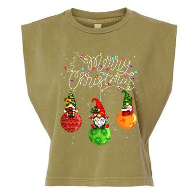 Cute Gnomes Merry Christmas Light Family Gnome  Garment-Dyed Women's Muscle Tee