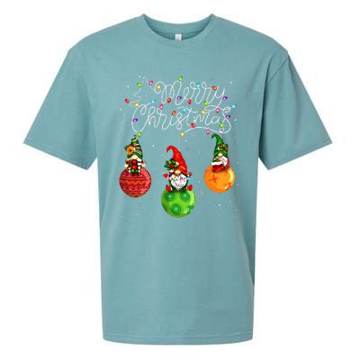 Cute Gnomes Merry Christmas Light Family Gnome  Sueded Cloud Jersey T-Shirt