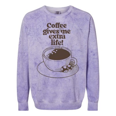 Coffee Gives Me Extra Life Colorblast Crewneck Sweatshirt