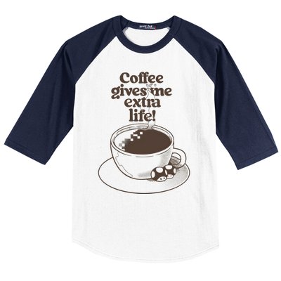 Coffee Gives Me Extra Life Baseball Sleeve Shirt