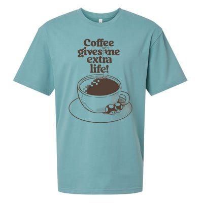 Coffee Gives Me Extra Life Sueded Cloud Jersey T-Shirt