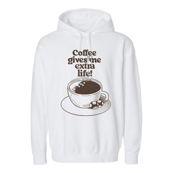 Coffee Gives Me Extra Life Garment-Dyed Fleece Hoodie