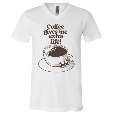 Coffee Gives Me Extra Life V-Neck T-Shirt