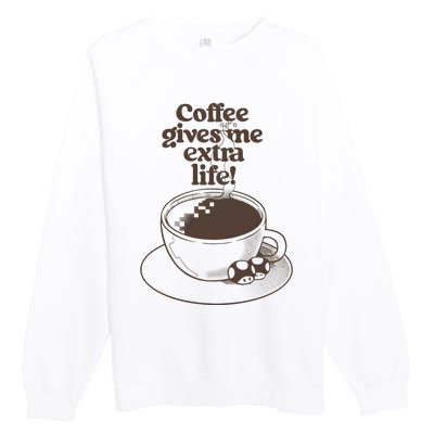 Coffee Gives Me Extra Life Premium Crewneck Sweatshirt