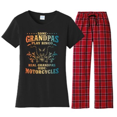 Cool Grandpa Motorcycle Design For Biker Motorbike Women's Flannel Pajama Set