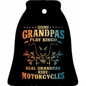 Cool Grandpa Motorcycle Design For Biker Motorbike Ceramic Bell Ornament