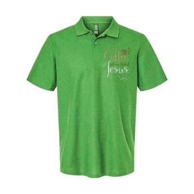 Coffee Gets Me Started Jesus Keeps Me Going Jesus Softstyle Adult Sport Polo