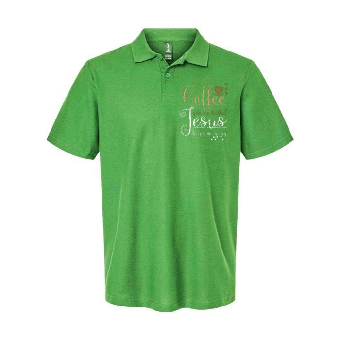 Coffee Gets Me Started Jesus Keeps Me Going Jesus Softstyle Adult Sport Polo